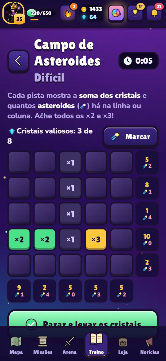 Minijogo Campo de Asteroides