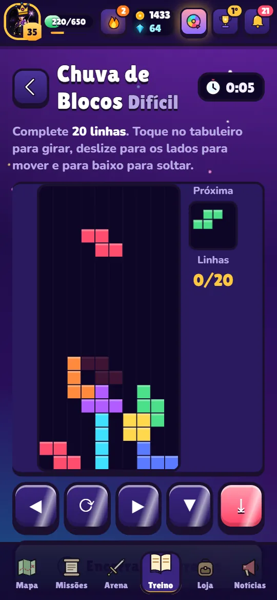 Minijogo Chuva de Blocos