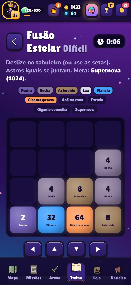 Minijogo Fusão Estelar