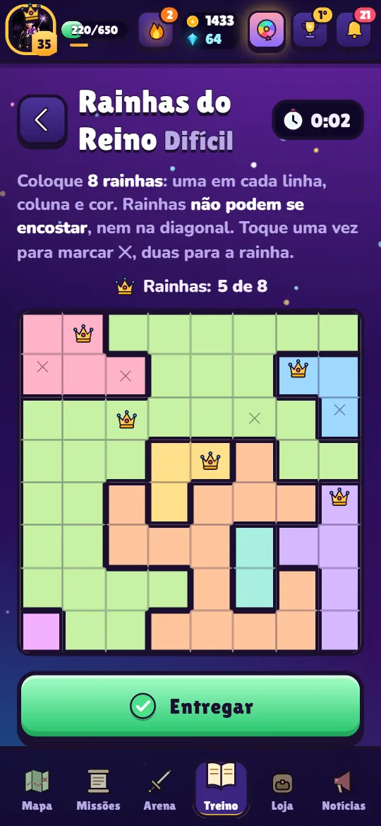 Minijogo Rainhas do Reino
