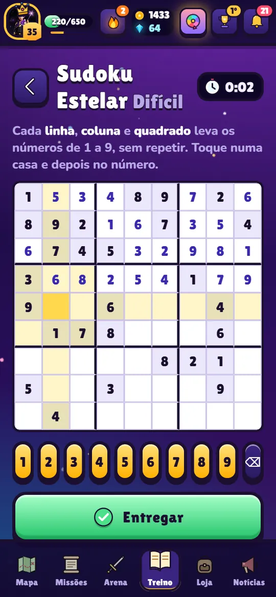 Minijogo Sudoku Estelar