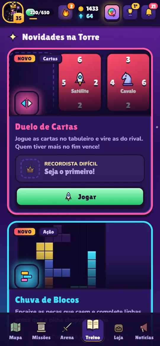 Lista de minijogos da Torre do Saber